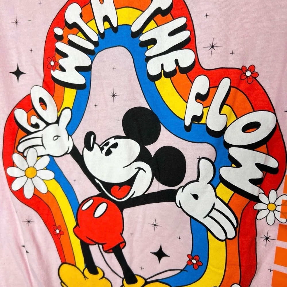 NWT Freeze New York Pink Disney Mickey 'Go With The Flow' Graphic Tee size M - Picture 3 of 6